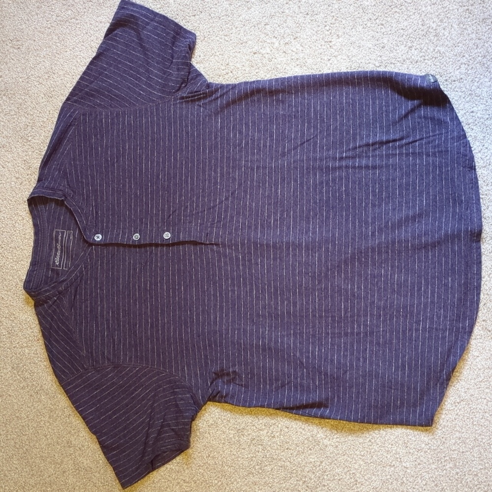 Eddie Bauer Purple Striped Short Sleeve Henley